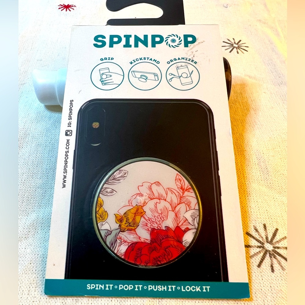 Red Floral Phone Grip Stand